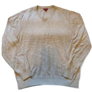 Vintage Merona Cream V-Neck Sweater - Men's Size L‎ - Y2K Knitwear